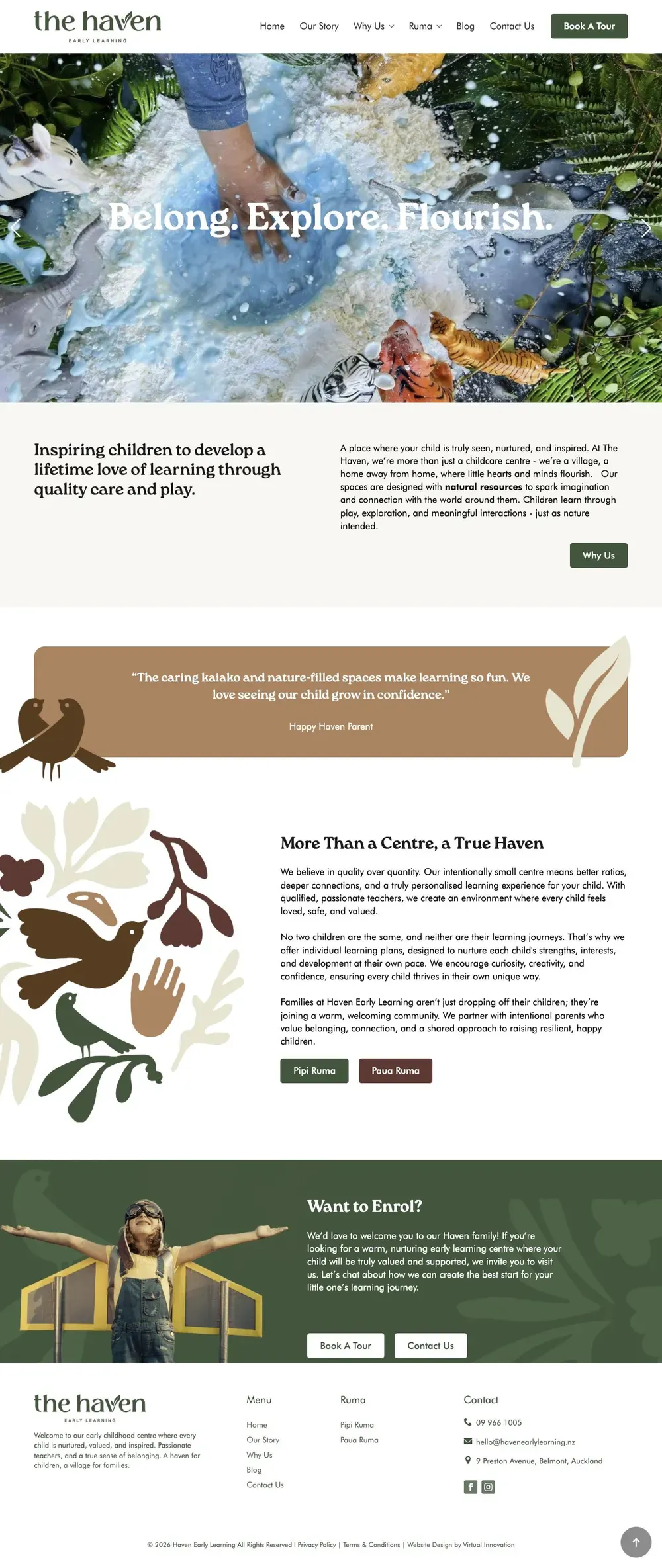 Haven Early Learning website designed by Virtual Innovation