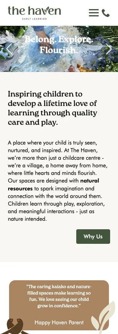 Haven Early Learning mobile website by Virtual Innovation
