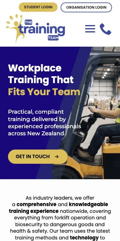 The Training Team mobile website