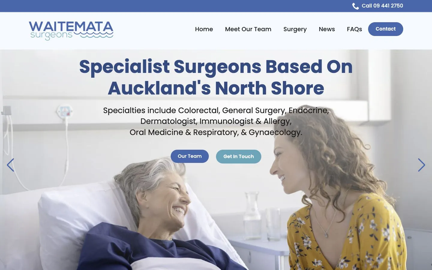 Waitemata Surgeons desktop website