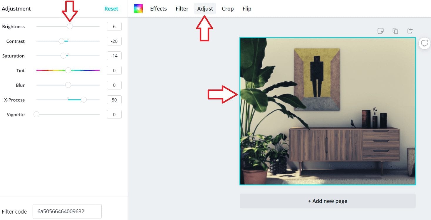 how to adjust color of the image in canva