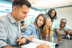 Student struggling to decode written text on a page