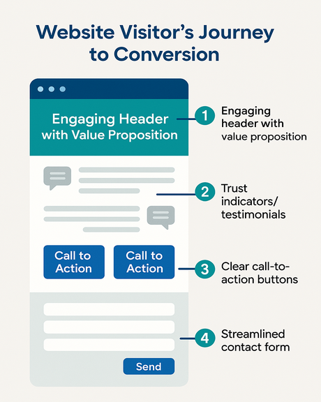 Web Design Image Conversion optimization diagram showing how Virtual Innovation's Web Design Auckland approach transforms visitors into customers