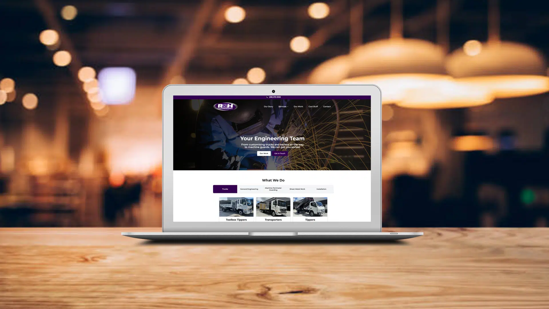 Modern industrial web design for R & H Engineering