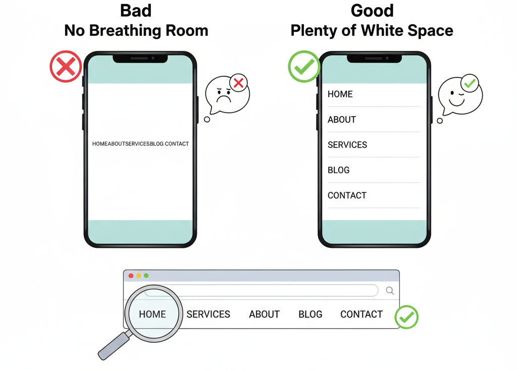 Clean website menu design using dividers and visual breaks to group links
