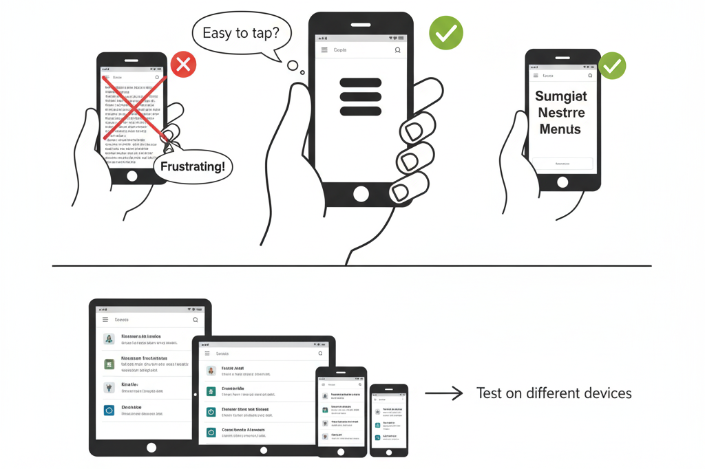 Responsive website menu design that adapts smoothly across phones and tablets
