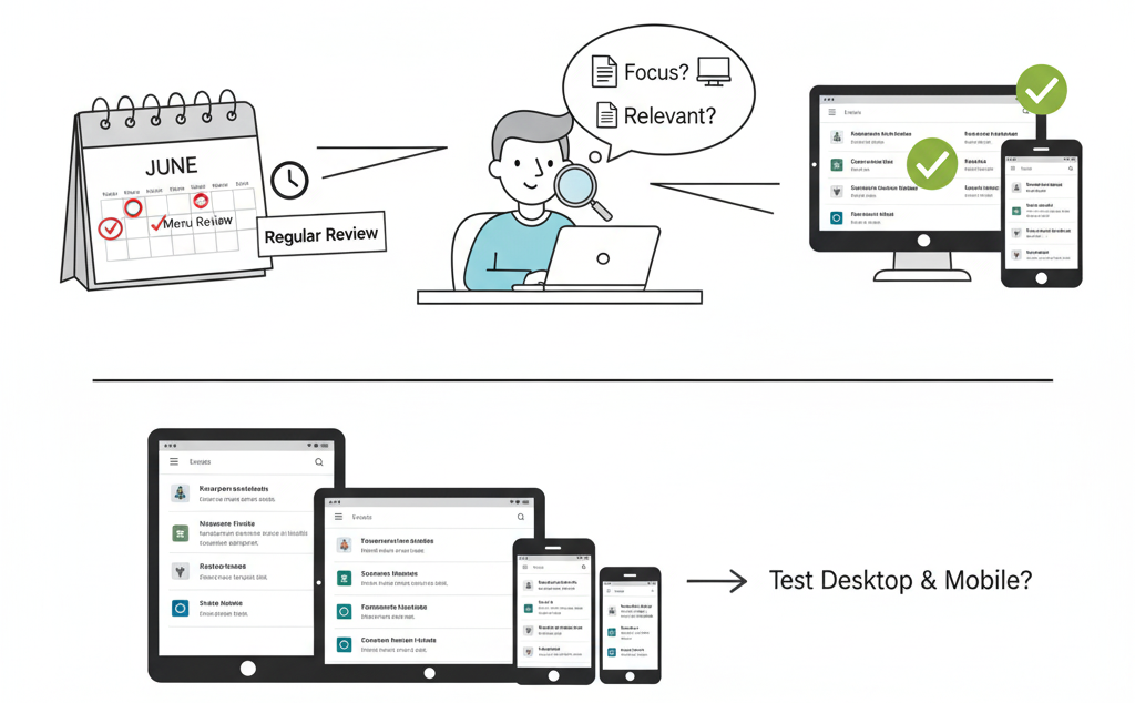 Regular website menu review to keep navigation clear and up to date