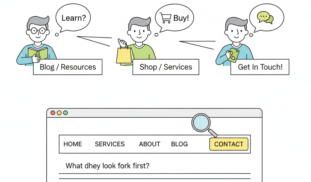 Website menu designed around user intent to guide visitors toward key actions