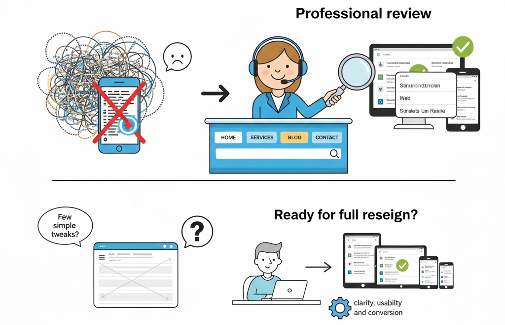 Professional website menu redesign to improve clarity and user experience