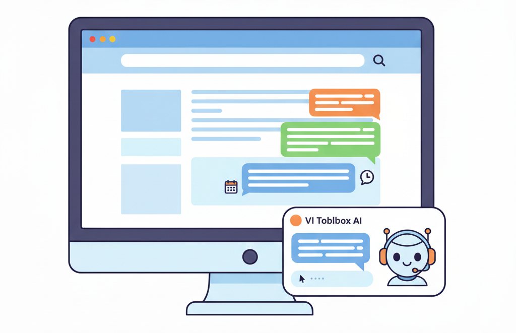 VI Toolbox AI assistant booking meetings, asking smart questions, and handling visitor enquiries