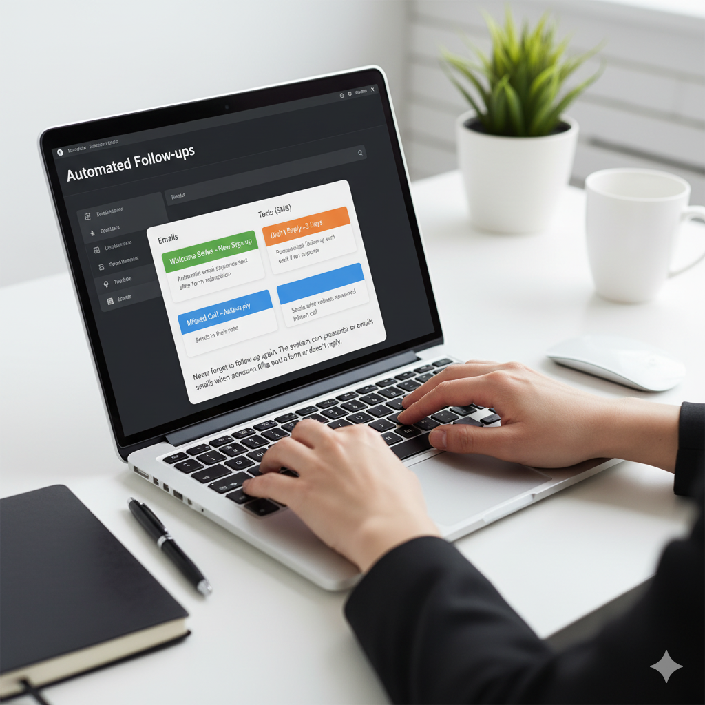 Automated follow-up system sending personalised emails and texts