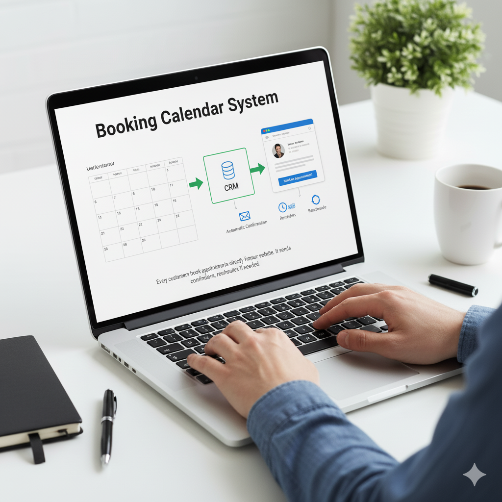 Online booking calendar letting customers schedule appointments from the website