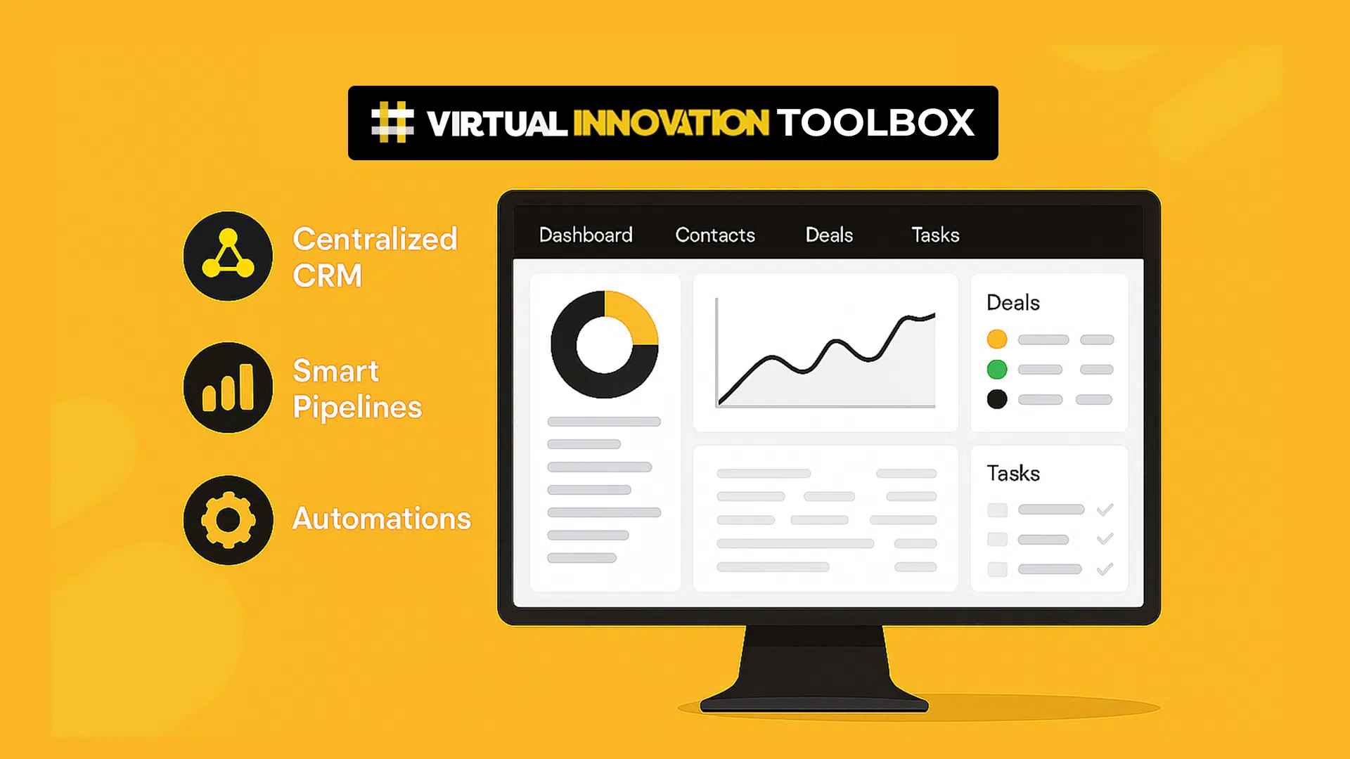 VI Toolbox dashboard showing website, CRM, automation, and booking integration for NZ service businesses.