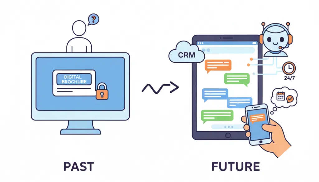 AI Chat Bots Built Into Your CRM 1 Web Design Image AI chat assistant on a modern website providing instant answers and CRM-connected support