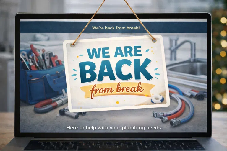 Relaxed post-holiday business message encouraging small website and CRM updates to ease back into work