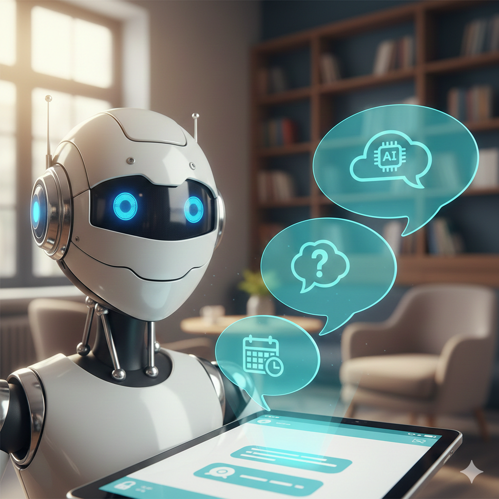 Web Design Image AI booking assistant having a real conversation to schedule appointments automatically