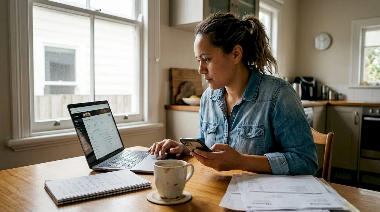 Small business owner checks responsive site on devices