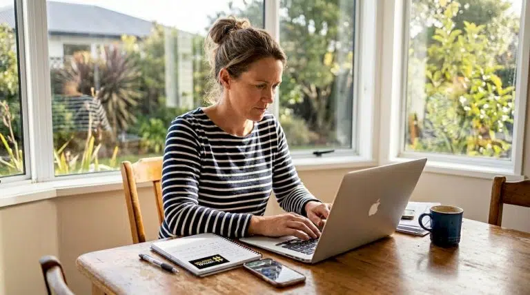 Business owner setting up WordPress at home