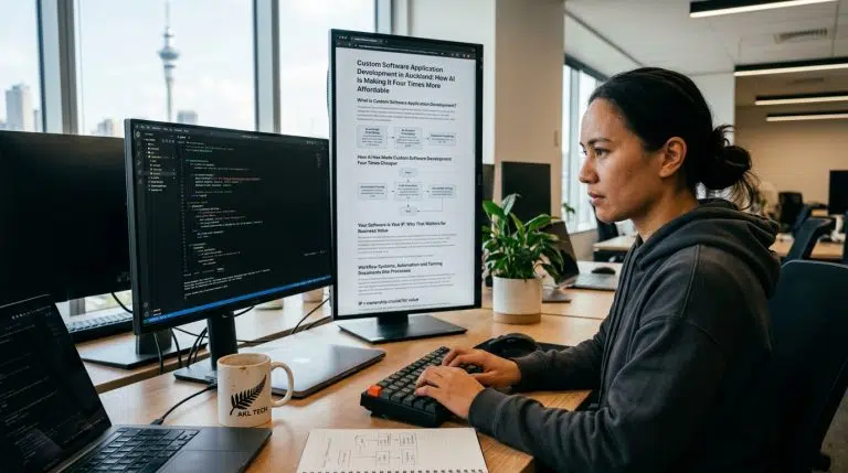 Custom software application development team in Auckland building a workflow system for a New Zealand service business